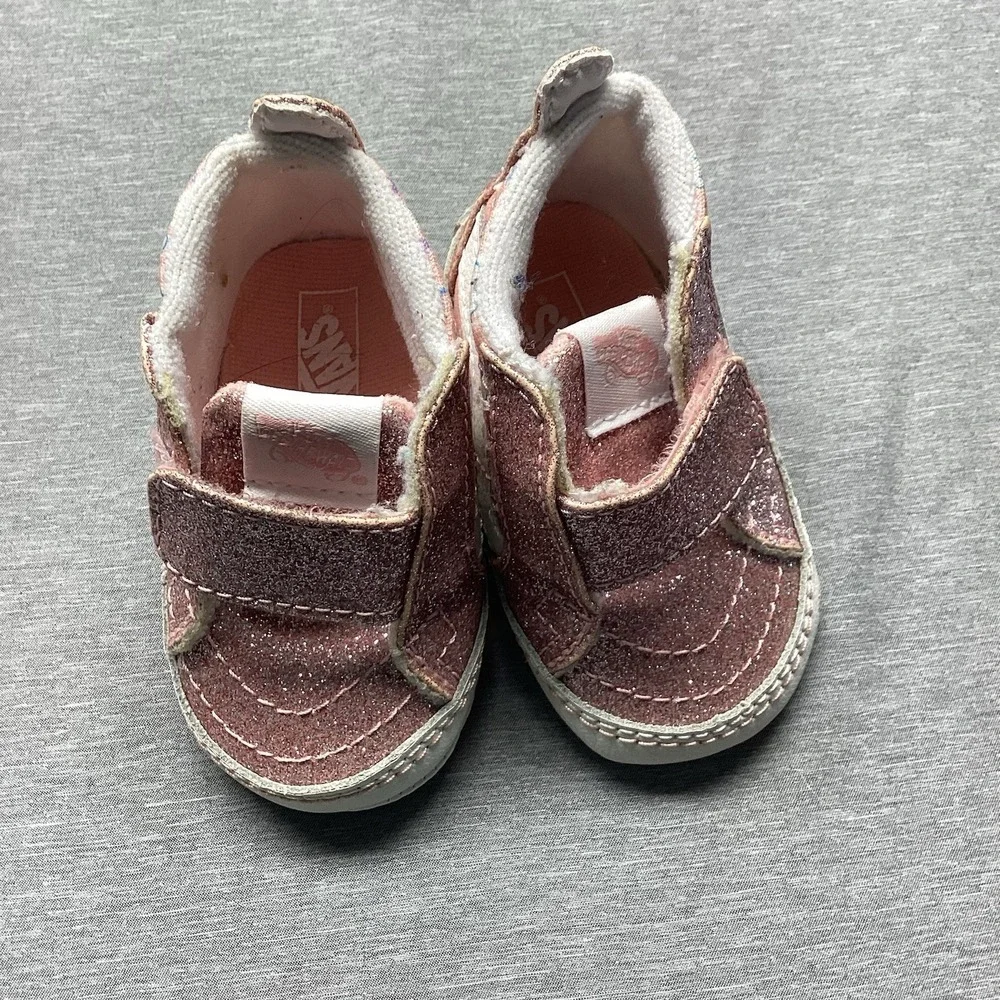 Infant Vans Size 2 Girl Rainbow Pink Sparkle High Top
